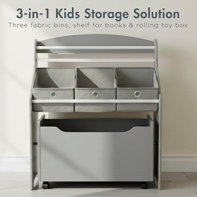 Humble Crew 3-in-1 Kids Bookshelf and Toy Storage Organizer, Bookcase - Image 3