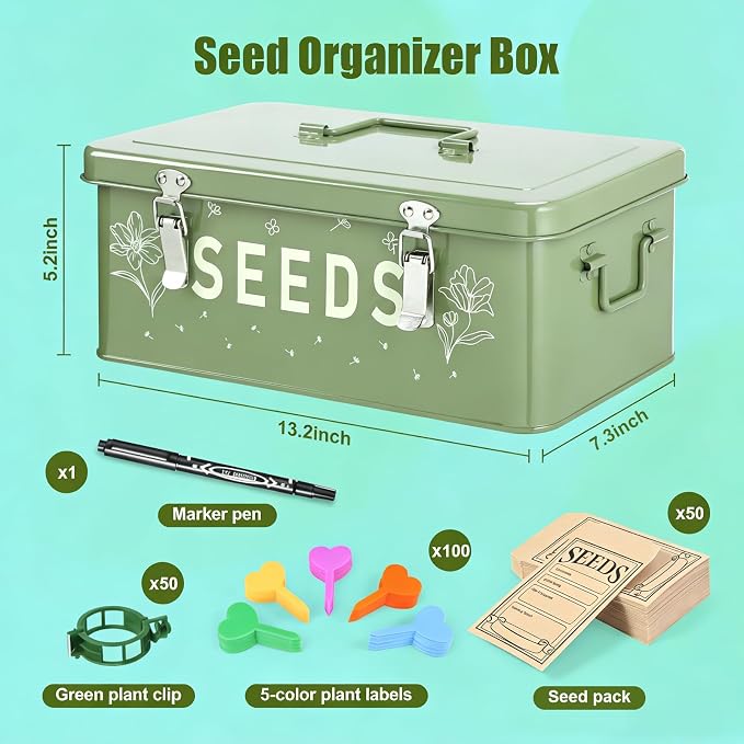 Seed box, Seed storage box, Garden seed organizer | 50 Seed Envelopes, 100 - Image 4