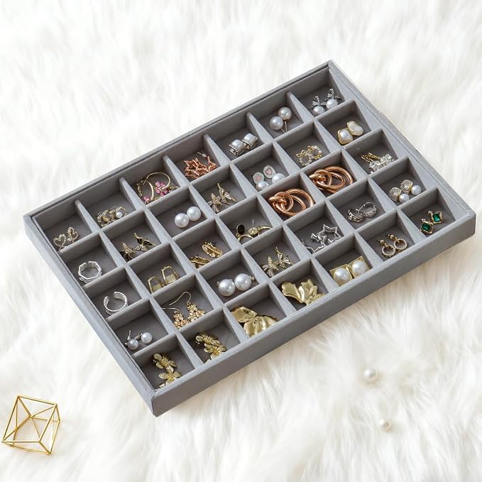 Large Jewelry Organizer for Drawer Insert Velvet Stackable Jewelry Trays for - Image 5