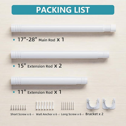 STARLATTA Heavy Duty White Closet Rod: 17-69 Inch Stepless Adjustable Clothes - Image 7