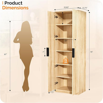 VINGLI 70" Modern Pantry Cabinet - Image 2