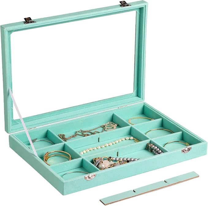 Frebeauty Velvet Jewelry Tray, 12 Grid Jewelry Organizer - Image 5