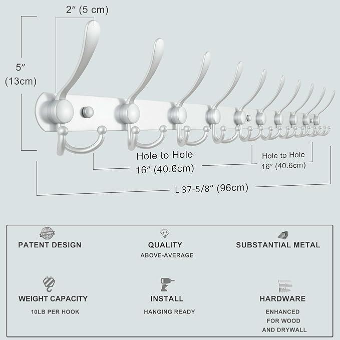 Dseap Coat Rack Wall Mount - Image 6