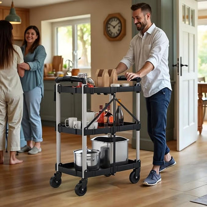 YITAHOME 3-Tier Folding Utility Cart - Image 8