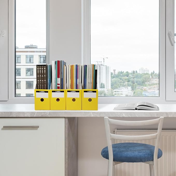 Limitliho 2 Pack Yellow Cardboard Magazine Holder - Image 5