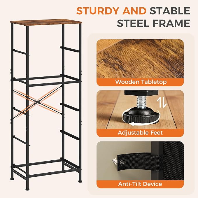 DUMOS Nightstand with 5 Drawers, Bedside Table with Removable Fabric Bins - Image 9