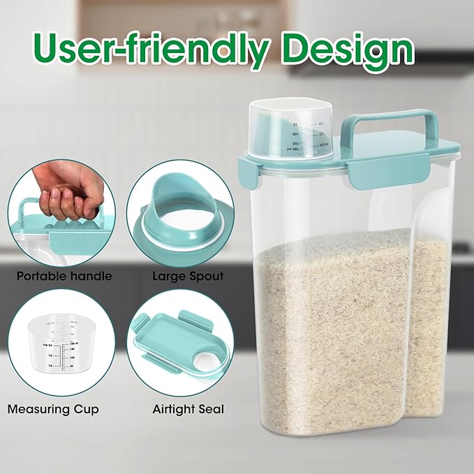 TBMax Airtight Rice Container 10 Lbs Cereal Dispenser, Small Pet Cat Dog Food - Image 4