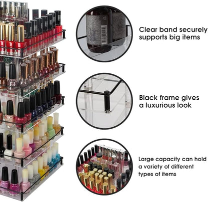 J JACKCUBE DESIGN Nail Polish Organizer, 5 Tier Acrylic 360 Rotating Display - Image 3