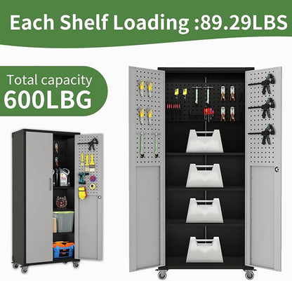 Garage Metal Storage Cabinet, Heavy-Duty Shelving Unit - Image 5