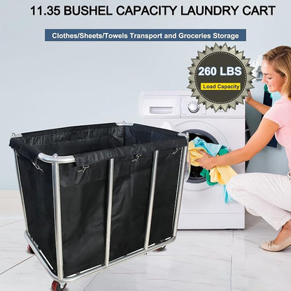 Laundry Cart Commercial, 11.35 Bushel Large Industrial Rolling Laundry Hamper - Image 3