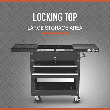 Ironton 28in. 2-Drawer Tool Cart, 350-Lb. Capacity, Heavy-Duty Rolling Service - Image 3