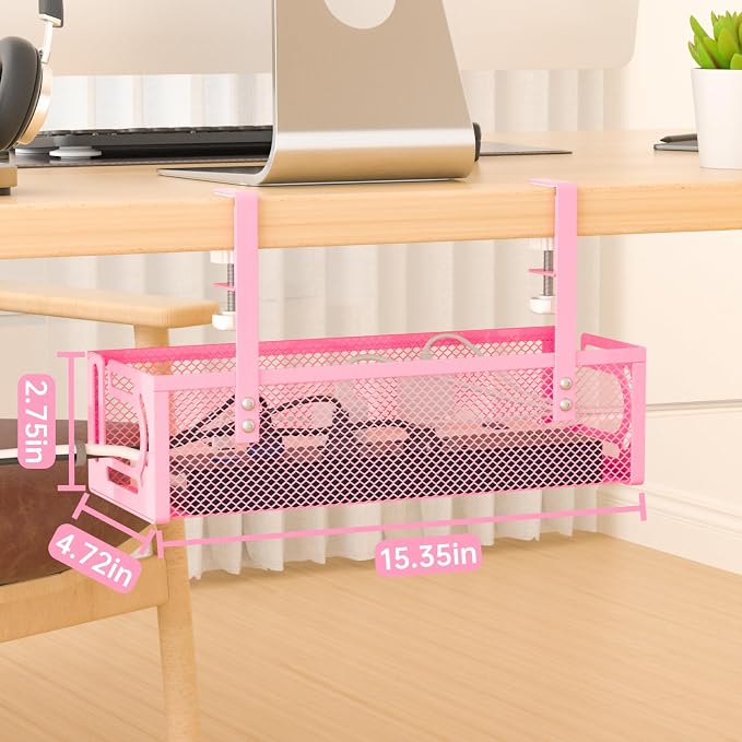 Under Desk Cable Management Tray, 15.7'' No Drill Steel Desk Cable Organizers - Image 7