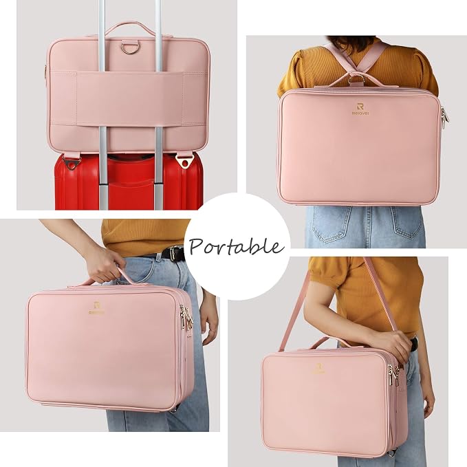 Relavel Makeup Case Large Makeup Bag Professional Train Case 16.5 inches Travel - Image 5