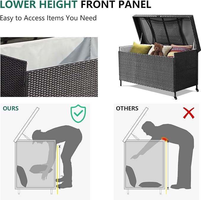 AVAWING 240 Gallon Wicker Deck Box - Image 5