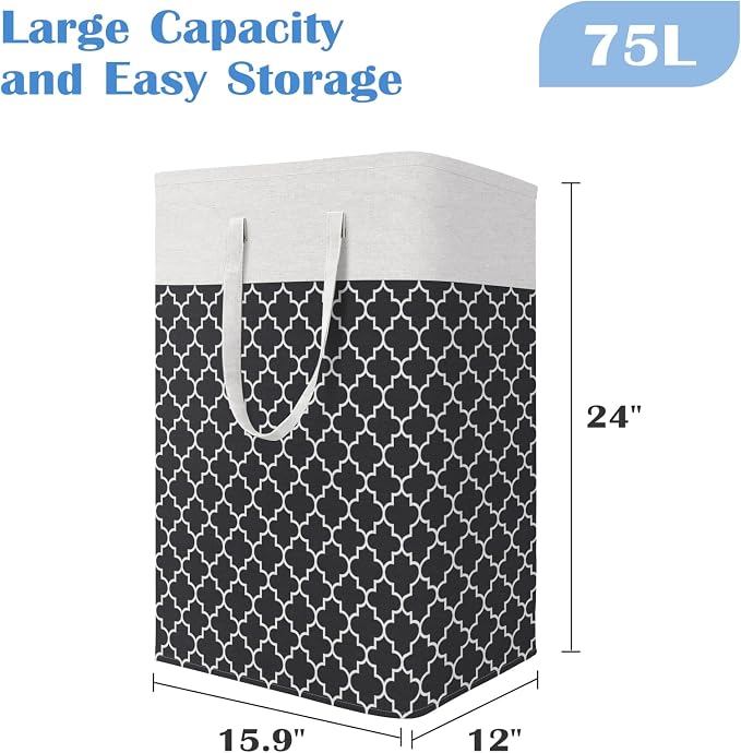 BlissTotes 3-Pack Laundry Basket, Freestanding＆Waterproof Laundry Hamper - Image 2