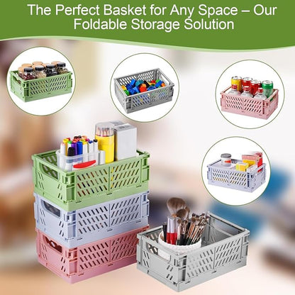 2-Pack Small Pastel Plastic Storage Baskets, Collapsible Crates - Image 5