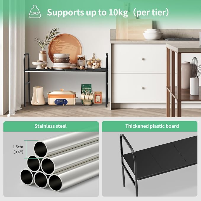 Expandable 2-Tier Under Sink Organizer, 8 Removable Plastic Boards, Tool-Free - Image 6