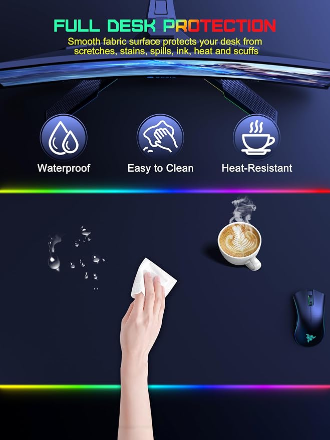 TopMade Wireless Charging Mouse Pad, RGB Gaming Mousepad, 35.4" x 15.8" Extra - Image 7