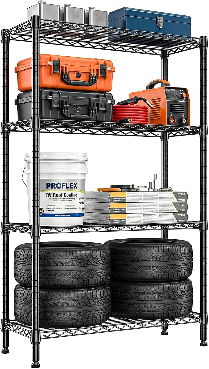 4-Tier Shelf Unit Organizer, 36 Inch Wire Shelf Rack by IZEUK