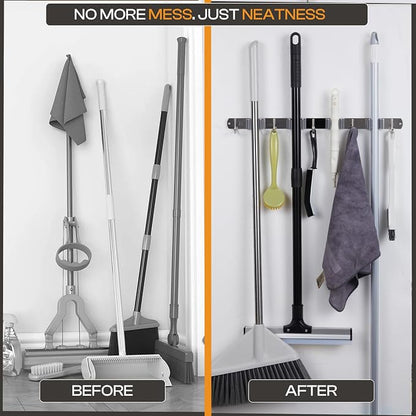 Heavy-Duty Stainless-Steel Broom Holder Wall Mount - Image 5