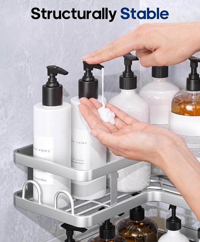 3 Pack Corner Shower Caddy Organizer, Rustproof Corner Shower Shelves, No - Image 6