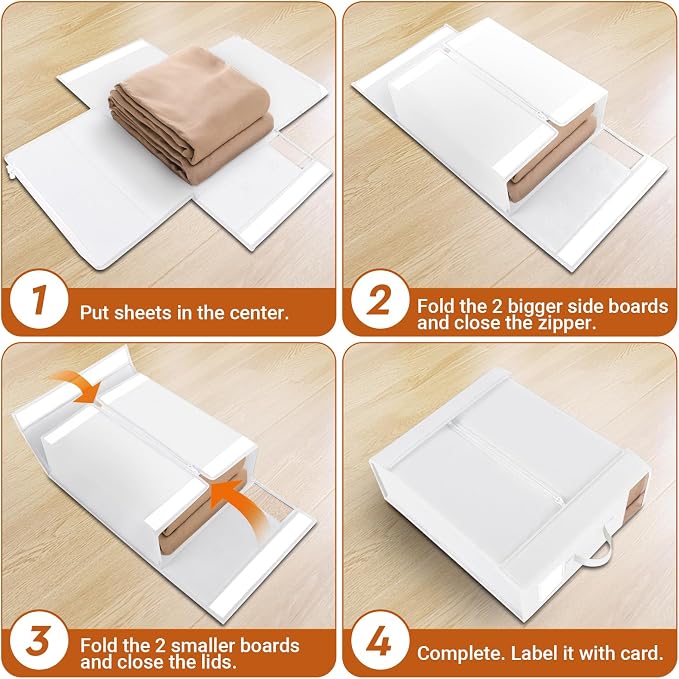 StorageTastic 6 Pack Bed Sheet Closet Organizers and Storage, Sturdy Foldable - Image 4