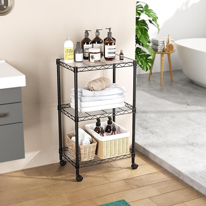 SINGAYE 3 Small Shelves Storage Shelf Wire Shelving Unit Metal Shelf Adjustable - Image 6