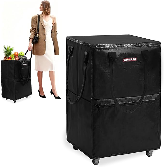 WORKPRO Large Rolling Grocery Bag, 36-Gallon Tote by WORKPRO