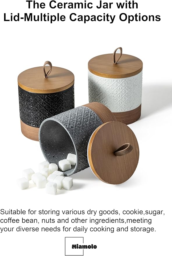 Miamolo Ceramic Jar with Lid, Coffee Canisters with Airtight Lids Kitchen Food - Image 9