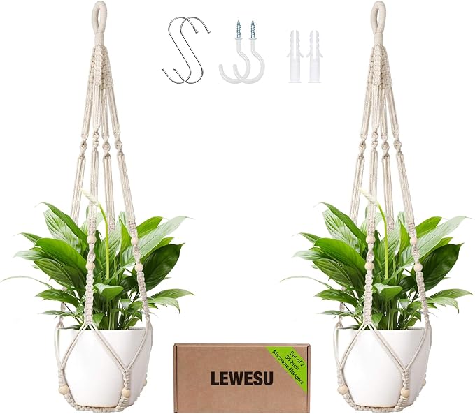 LEWESU Macrame Plant Hanger Indoor Set of 2 by Unknown