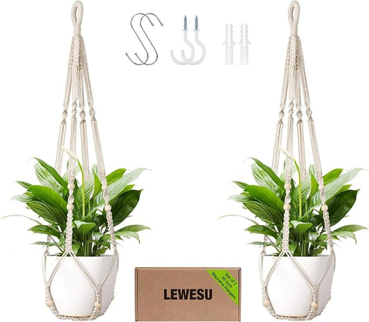 LEWESU Macrame Plant Hanger Indoor Set of 2 by Unknown
