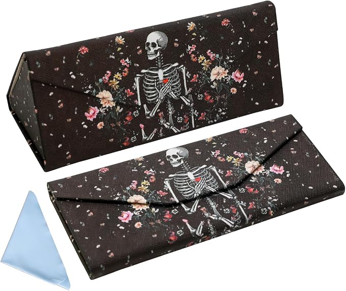 Foldable Glasses Case, Magnetic PU Leahter Sunglasses Case, Cute Hard Shell by FLYINGMAGE