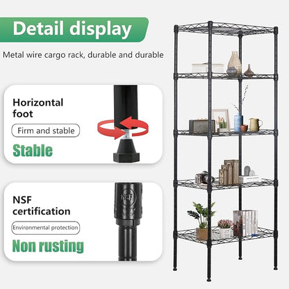 FDW 17L x 12W x 48H Wire Shelving 5 Tier Adjustable Metal Shelves NSF Pantry - Image 5