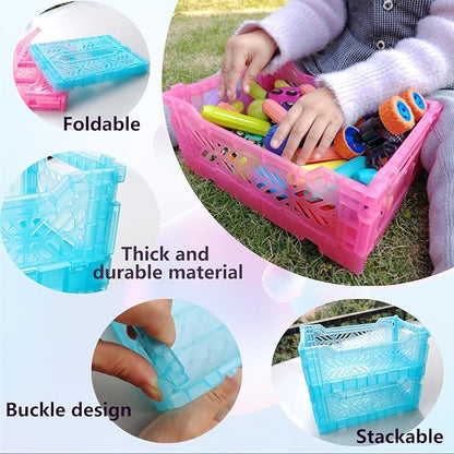 Mid Size Pastel Plastic Storage Crates and Baskets, Collapsible Crates - Image 3