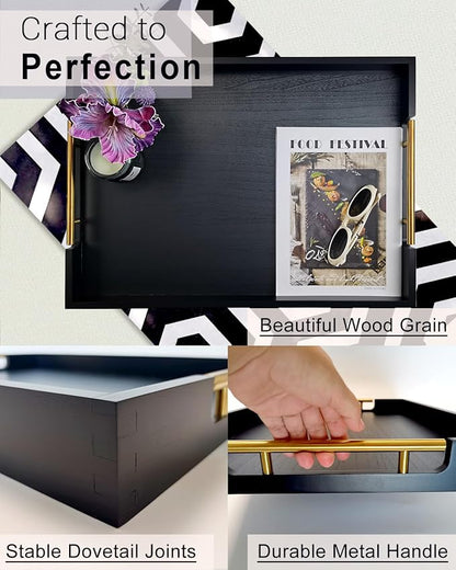 22 Inch Rectangle Black Ottoman Tray - Image 5