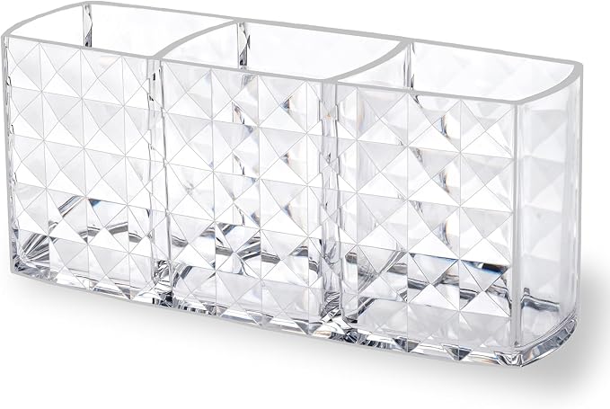 MOSIKER Makeup Brush Holder for Vanity, Acrylic Clear Small Compact Nail Hair by MOSIKER