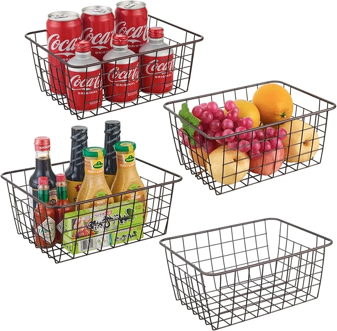 JUNCHU CHERRY Wire Kitchen Storage Basket 4 Packs, Perfect Pantry Organization by JUNCHUCHERRY
