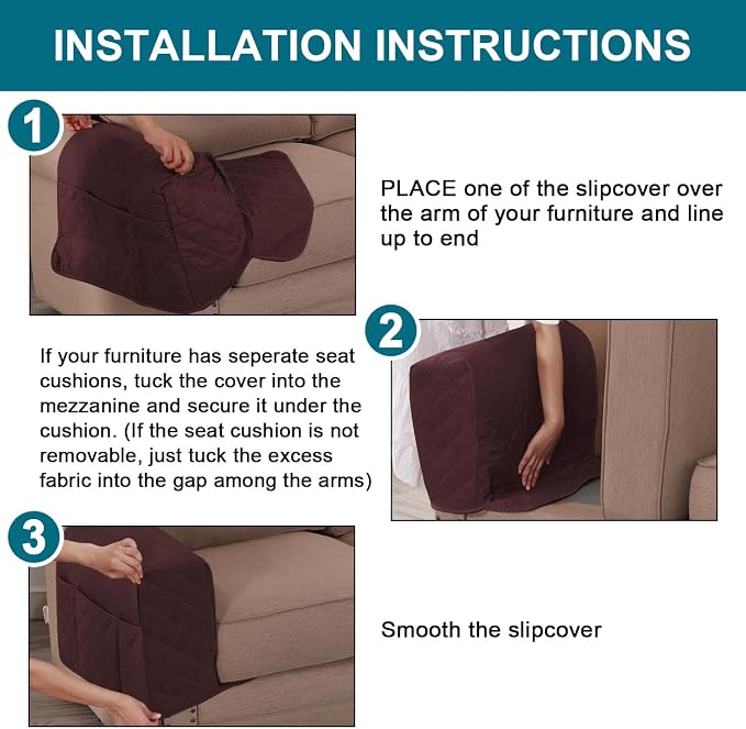 Turquoize 2 Pack Waterproof Armrest Covers - Image 7