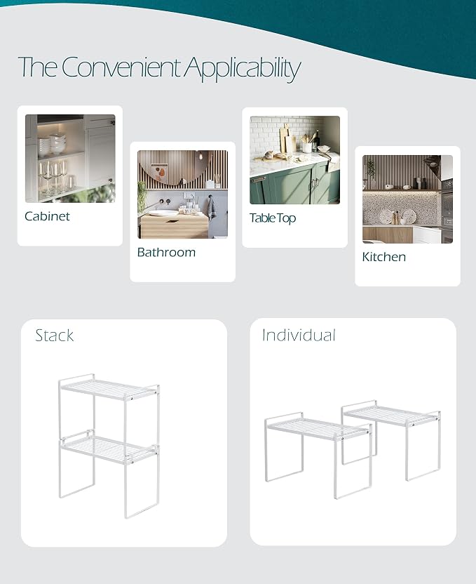 Shantton 2pk Kitchen Cabinet Shelf Counter Organizer Rack Pantry Storage - Image 4