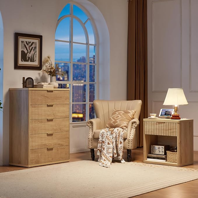 LEYAOYAO Fluted Farmhouse Nightstand Set of 2 - Image 7