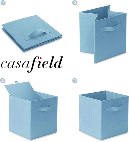 Casafield Set of 6 Collapsible Fabric Cube Storage Bins, Baby Blue - Image 6