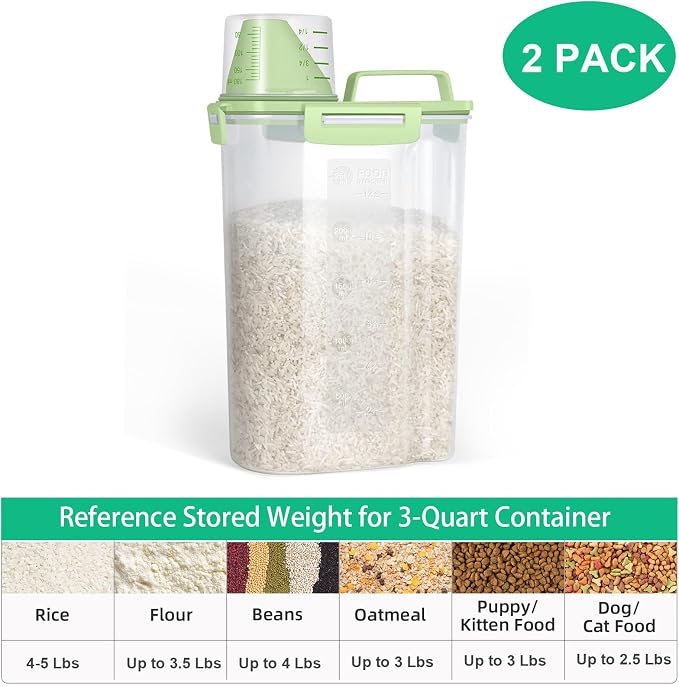 TBMax Rice Container Cereal Storage Container 2 Pack 5 Lbs, Plastic Kitchen - Image 2