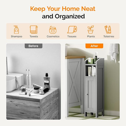 VINGLI Small Storage Corner Floor Cabinet, 7.9" Narrow Toilet Paper Storage - Image 8