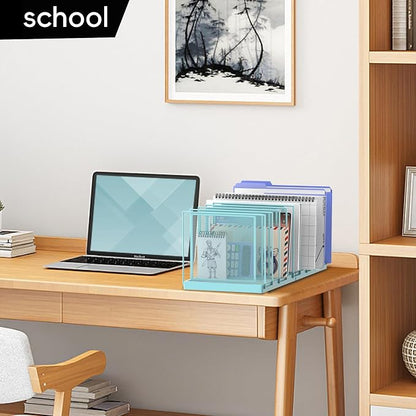 9-Section Desk File Organizer, Vertical File Holder, Mesh Desktop File Folder - Image 8