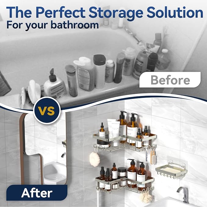 YASONIC Corner Shower Caddy, Rustproof Stainless Steel Bathroom Organizer - Image 7