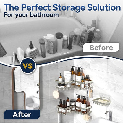 YASONIC Corner Shower Caddy, Rustproof Stainless Steel Bathroom Organizer - Image 7