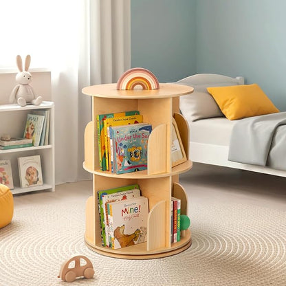 OOOK 2-Tier Kids Rotating Bookshelf, Corner Book Shelf - Image 7