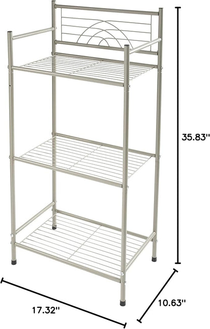 Bath Bliss Satin 3 Tier Storage Shelf Nickel | Dimensions: 17.3"x 10.6"x 35.8" - Image 8