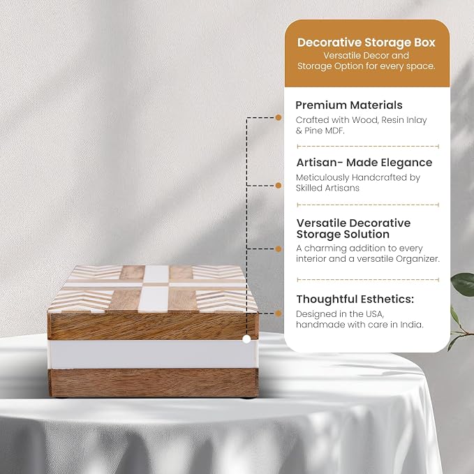 Handicrafts Home White Decorative Storage Box - Image 4