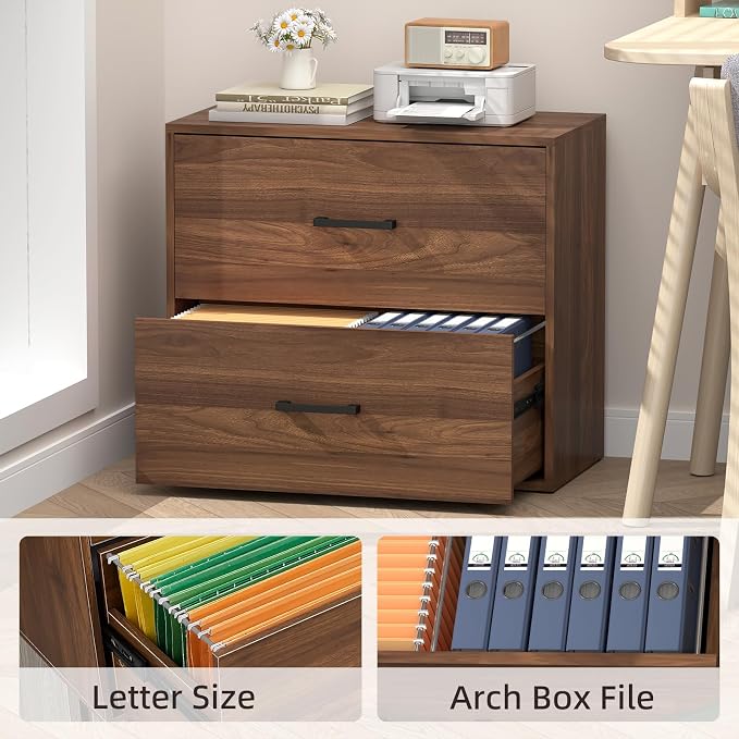 Lateral File Cabinet, 2 Drawer Filing Cabinet, Wood File Cabinets - Image 6